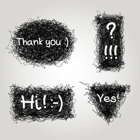Set of hand drawn doodle scribble banners. Sketchy frames, design elements.のイラスト素材
