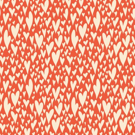 Valentine seamless pattern with hand drawn doodle hearts. 14 February. Valentine's Day background.