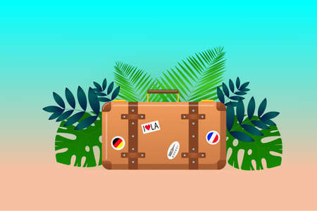 vintage travel suitcase. case for travel vacation. vector illustrationのイラスト素材