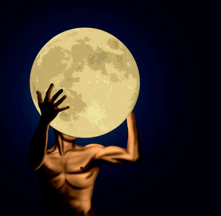 Fashion illustration on the theme of the moonの写真素材