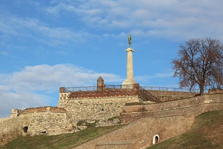 Medieval fortress with Victor monument landmark in Belgrade Serbiaのeditorial素材