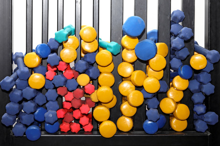 Coroful weights for strenght training in gymの写真素材