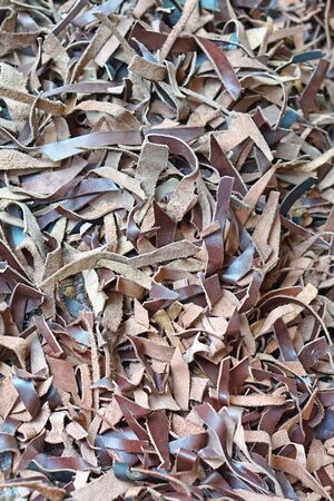 Brown leather pieces for recycling
