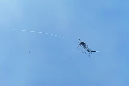 Cracked glass and broken car windshieldの写真素材