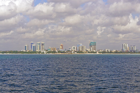 Dar es Salaam, Tanzania - July 16, 2017: Dar es Salaam cityscape panorama from sea, Tanzania.のeditorial素材