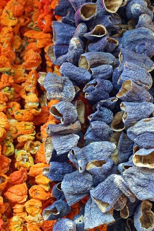 Dried eggplant vegetables at stringsの写真素材