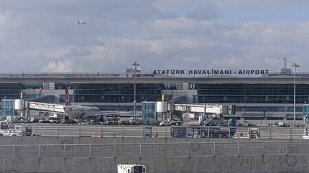 ISTANBUL, TURKEY - OCTOBER 03, 2017: Ataturk main airport building in Istanbul, Turkey.のeditorial素材