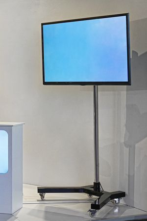 Big lcd TV display stand at exhibitionの写真素材