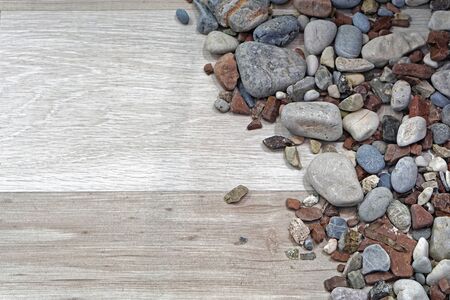 Rocks and stones at wood background decorの写真素材