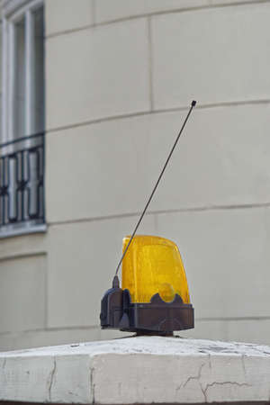 Flashing light signal with remote control antenna parking gateの写真素材