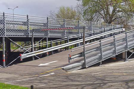 Parking ramp for vehicles at second level garageの写真素材
