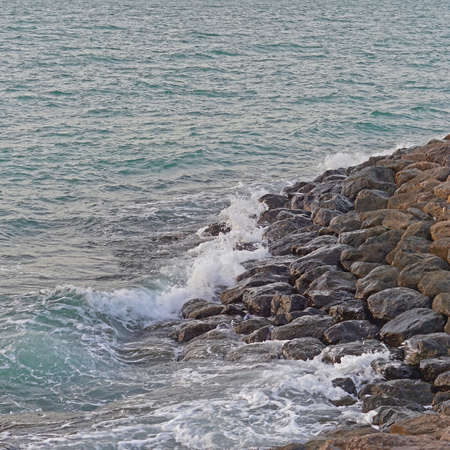 Rocky sea coast Persian gulf in Kuwait