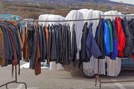 Second hand leather jackets at rails flea market