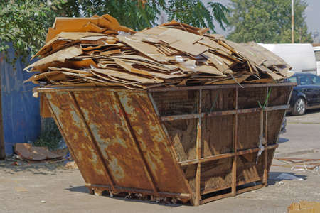 Cardboard carton paper for recycling material in skip