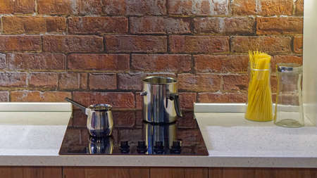 Ceramic stove at modern kitchen counter topの写真素材