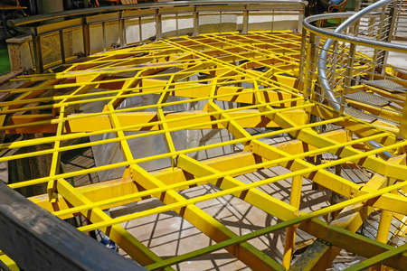 Yellow steel beams structure building construction
