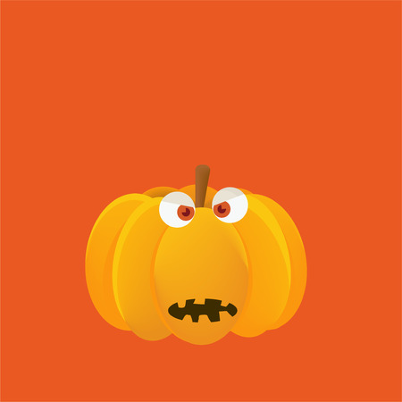 Halloween Pumpkin cartoon vector illustration with a space or place for copy or text. Isolated funny pumpkin face or head with eyes and teeth is great for halloween party or thanksgiving day dinner.のイラスト素材