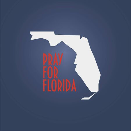 Pray for Florida Vector Illustration. Could be also used as donate, help or support icon. Map and text: Pray for Florida. Hurricane Irma relief illustration.の写真素材