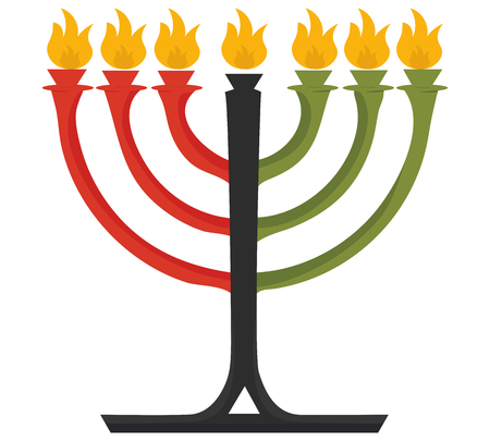 Vector illustration for African American Community: Kwanzaa Kinara candles isolated. Kwanzaa symbol icon made in flat cartoon style.のイラスト素材