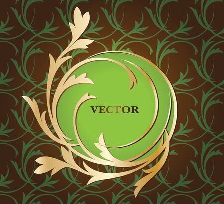 Seamless floral  ornament on a brown background and decorative frame for text.のイラスト素材