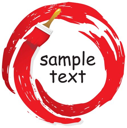 Red paint splashing out of brush. Isolated on white background.のイラスト素材