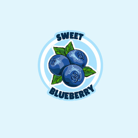 Sweet blueberry vector illustration stickerのイラスト素材