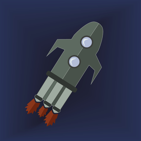 Grey Rocket in Space Iconのイラスト素材