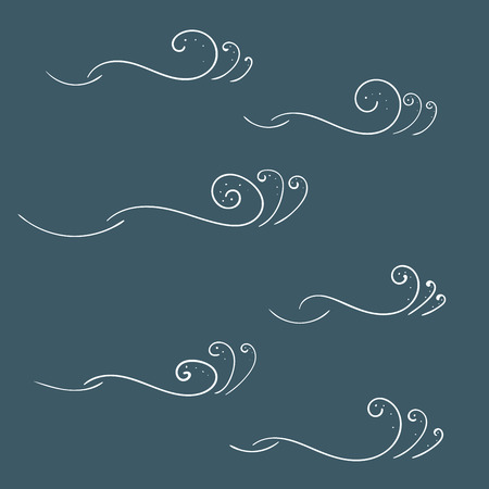 Set of cute isolated hand drawn cartoon white wavesのイラスト素材