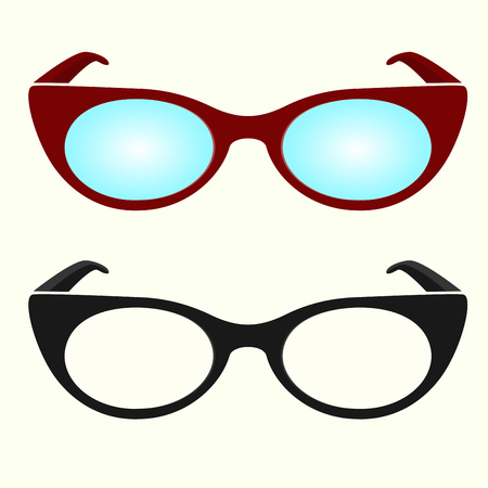 Oval hipster glasses icons, black and white, colorfulのイラスト素材