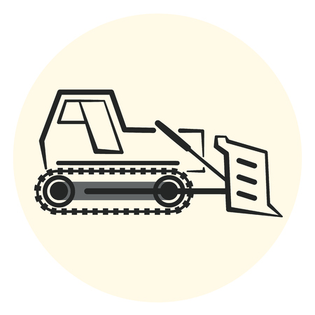 Outline earth mover icon, bulldozer icon, flat transport objectのイラスト素材