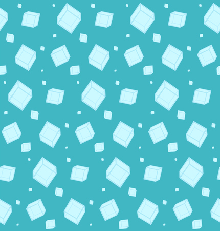 Abstract blue seamless pattern with white ice cubes, water and iceのイラスト素材
