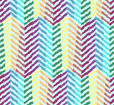 Abstract colorful rainbow waves seamless pattern. Vector fashion sunbow texture with rhombus for textile, backgrounds, wallpapers, wrapping paper, covers, bannersのイラスト素材