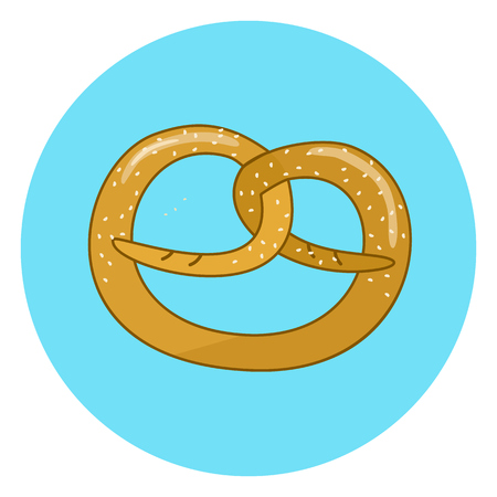 Flat colorful tasty pretzel icon, octoberfest symbol. Nice color german oktoberfest beer holiday bretzel signのイラスト素材