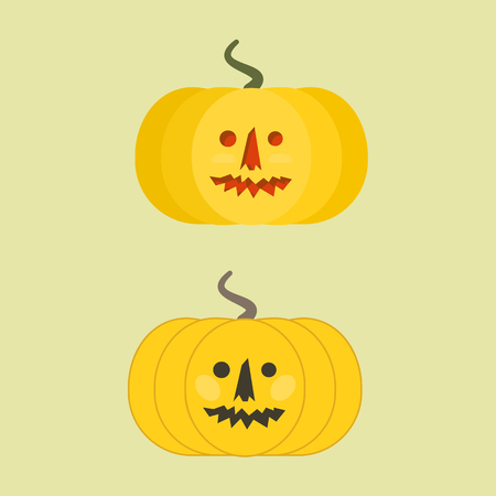 Isolated happy halloween colorful funny pumpkin symbol. Autumn spooky pumpkin icon for halloween celebration poster, greeting card, bannerのイラスト素材