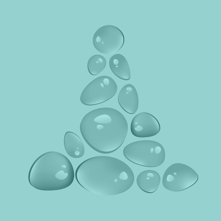 Pyramid made of water drops or oil drops. Clean water symbol, pyramid brand logotypeのイラスト素材