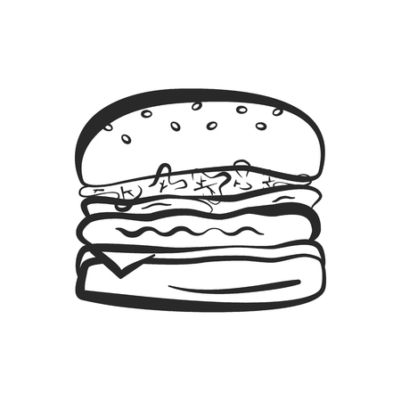 Black Isolated Vector Outline Hamburger Icon Minimalistic Cartoon