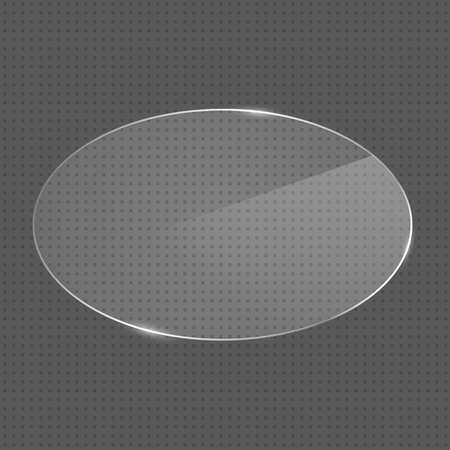Vector realistic glossy oval shape glass frame on transparent background. Rounded glass element for banner design, advertising, webのイラスト素材