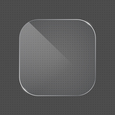 Vector realistic rounded corners square shape glass frame on transparent background. Glass element for banner design, advertising, webのイラスト素材