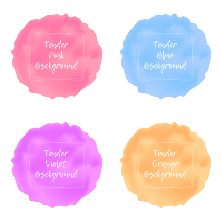 Tender pastel colors viscous liquid backgrounds set with frame for text, lava textured round place for beauty and cosmetics advertising design, badge, labelのイラスト素材