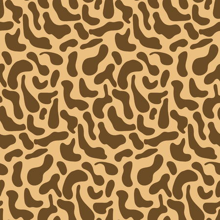 Cute brown pattern with hand drawn giraffe spots. Jungle camouflage texture for textile, wrapping paper, background, surface, cover, web designのイラスト素材