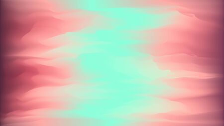 Abstract bright wavy background in dark red and mint colors. Concept of aurora borealis, sky and sunset lights for web design, bannerのイラスト素材