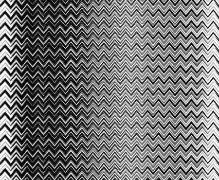 Abstract seamless pattern with black zigzag brush strokes on white background. Trendy optical gradient angled lines texture for textile, wrapping paper, cover, surface, wallpaper, banner decorのイラスト素材