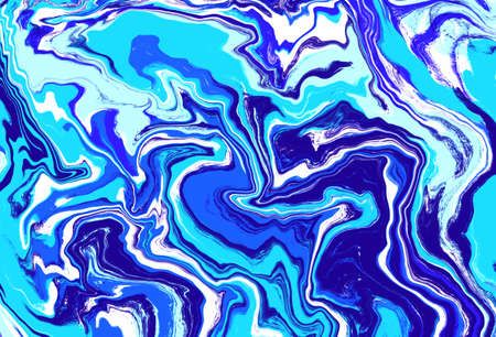 Bright turquoise, blue and white horizontal wavy marble background. Abstract colors vibrant sky...