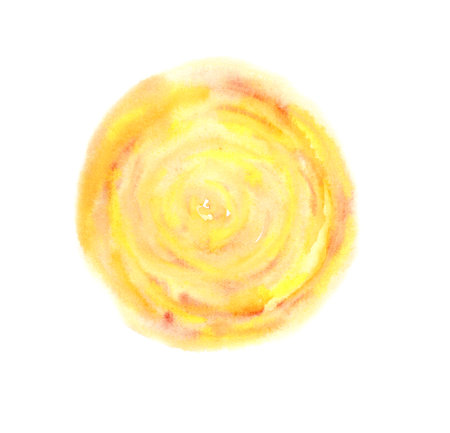 Abstract watercolor loose yellow and orange circle. Bright watercolour gradient round shape for banner design, greeting cards, advertising decor, surfaceの写真素材