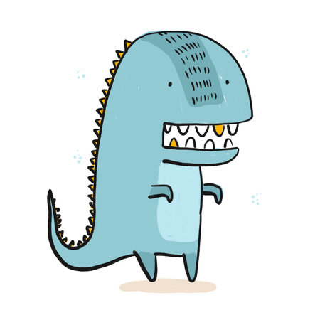 Cute hand drawn color tyrannosaurus illustrationの写真素材
