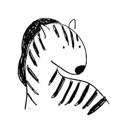 Sketch hand drawn simple zebra illustrationのイラスト素材