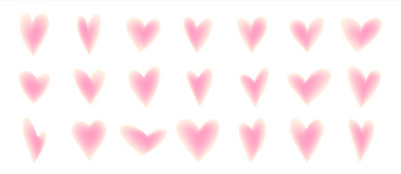 Set of pastel coral peach y2k textured heartsのイラスト素材
