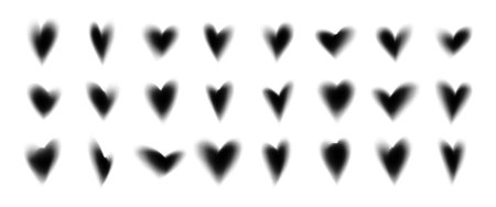 Set of black halftone textured heartsのイラスト素材