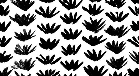 Abstract pattern with black ink hand drawn bushesのイラスト素材