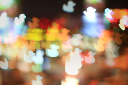Colorful bokeh duck shape ,city  at nightの写真素材